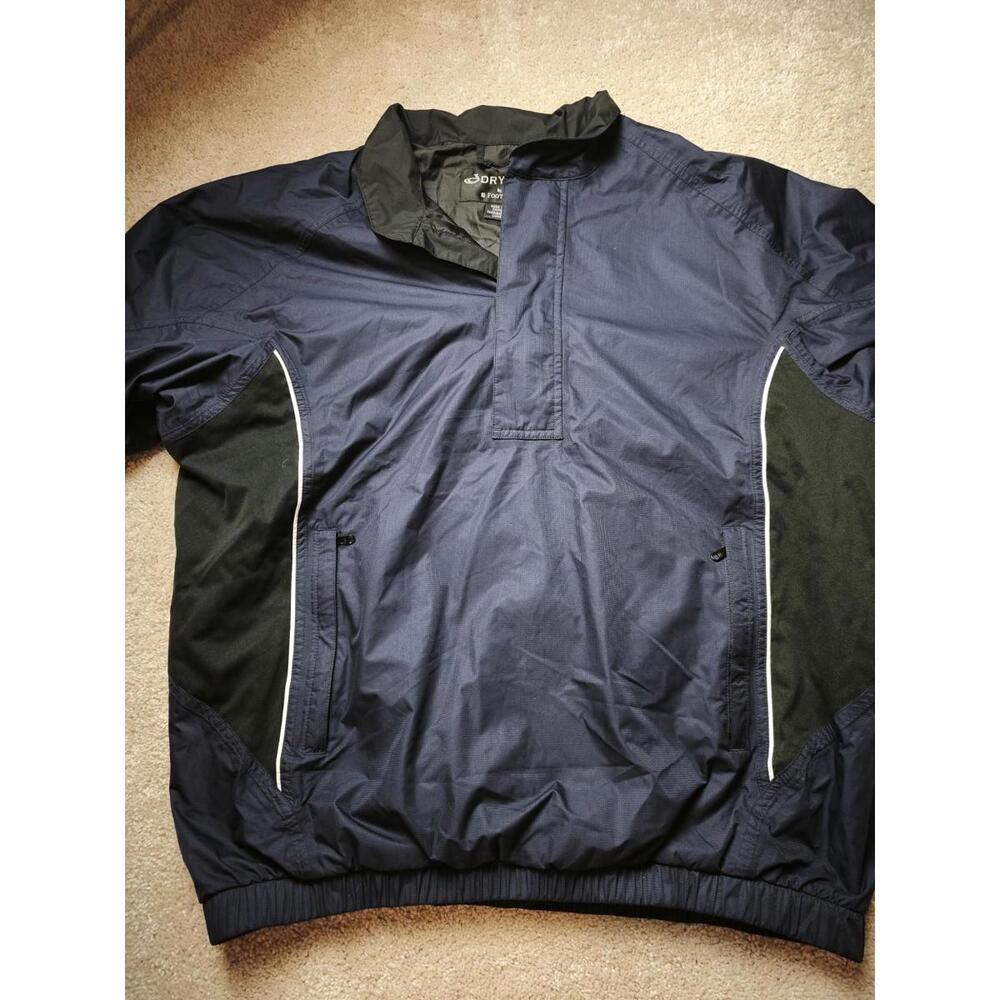 DRYJOYS FootJoy Windbreaker Rain Shirt Men's L Navy Short Sleeve Golf Pullover